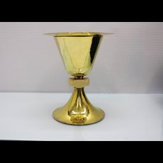 6 7/8" Full Sterling Chalice w/ Bone Carved Node & Paten SKU C710-578